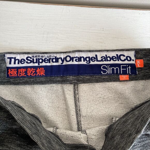 Superdry Orange Label Joggers Mens XL Gray Slim Fit Fleece Lined Sweatpants - Picture 10 of 11